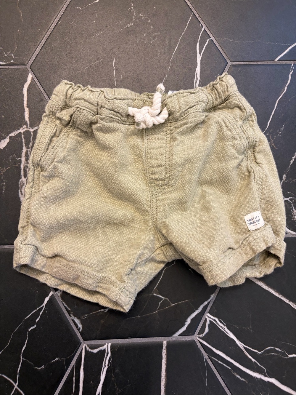 H&M Olive Green Drawstring Cotton Shorts